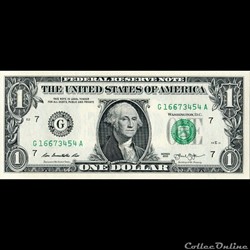 G- 1$ Federal Reserve Notes - Small Size 2013 Series