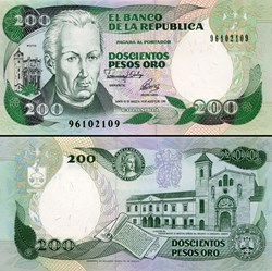 COLOMBIE - PICK 429 d 7 - 200 PESOS DE ORO COLOMBIEN - 1992