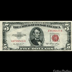 $5 - RED SEAL CERTIFICATE SERIES 1953
