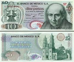 MEXIQUE - PICK 063c3 - 10 PESOS - 1970