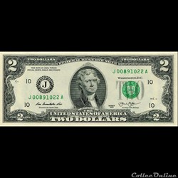 J- Kansas-City District - 2$ Federal Reserve Notes - Small Size 2013 Series