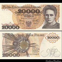 POLOGNE - PICK 152 A 2 - 20 000 ZLOTYCH - 1989