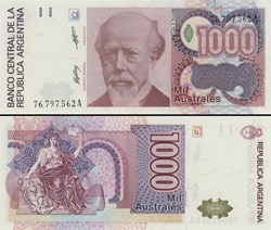 ARGENTINE - PICK 329 a1 - 1000 AUSTRALES - 1989