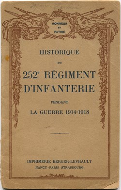 HISTORIQUE DU 252 ° RÉGIMENT D'INFANTERIE