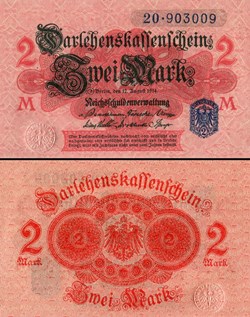 ALLEMAGNE - PICK 055 - 2 MARK - 1914