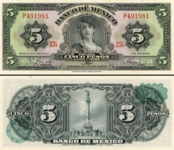 MEXIQUE - PICK 060h6 - 5 PESOS - 1963