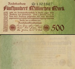 ALLEMAGNE - PICK 127 - 500 000 000 000 MARK - 1923