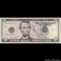 5$ Federal Reserve Notes - Small Size 2006 Series