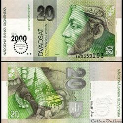 SLOVAQUIE - PICK 34 - 20 KORUN - 2000