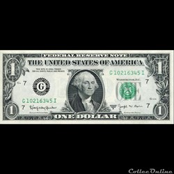 G- 1$ Federal Reserve Notes - Small Size 1963B Series