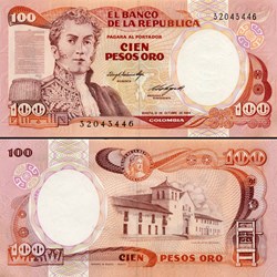 COLOMBIE - PICK 426 a2 - 100 PESOS DE ORO COLOMBIEN - 1984