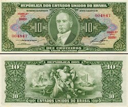 BRÉSIL - PICK 159d - 10 CRUZEIROS - 1953