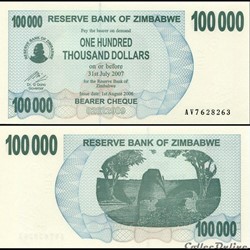 ZIMBABWE - PICK 048b - 100 000 Dollars - 2006