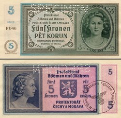 BOHÊME MORAVIE - PICK 04S - 5 KRONER - 1940