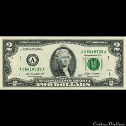 A- Boston District - 2$ Federal Reserve Notes - Small Size 2009 Series
