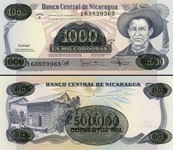 NICARAGUA - PICK 150  - 500 000 CORDOBAS - 1987