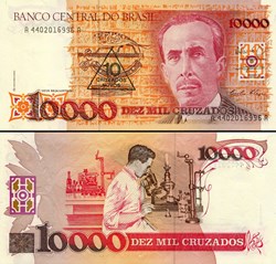 BRÉSIL - PICK 218b - 10 CRUZADOS NOVOS SUR 10 000 CRUZADOS - 1990