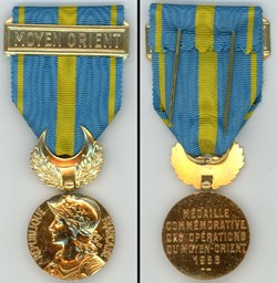 Médaille commémorative des opérations du Moyen Orient  1956 Canal de Suez