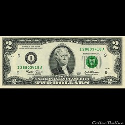 I- Minneapolis District - 2$ Federal Reserve Notes - Small Size 2003 Series
