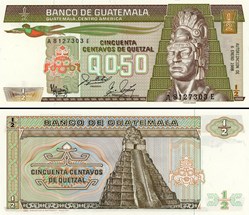 GUATEMALA - PICK 065a6 - 1/2 QUETZAL GUATÉMALTÈQUE