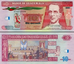 GUATEMALA - PICK 117 - 10 QUETZALES GUATÉMALTÈQUES