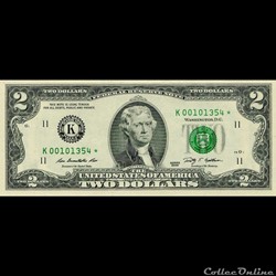 K- Dallas District - 2$ Federal Reserve Notes - Small Size 2009 Series