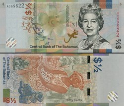 BAHAMAS - PICK 77Aa  - 1/2 Dollar - 2019