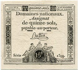 FRANCE - ASSIGNAT DE 15 SOLS -04/01/1792