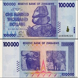 ZIMBABWE - PICK 075a - 100 000 Dollars - 2008