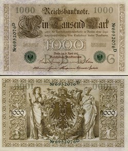 ALLEMAGNE - PICK 044 a - 1 000 MARK - 1910