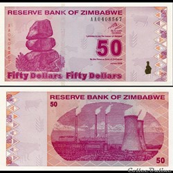 ZIMBABWE - PICK 096a - 50 Dollars - 2009