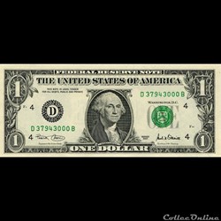 D- 1$ Federal Reserve Notes - Small Size 2001 Series
