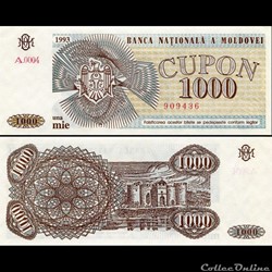MOLDAVIE - PICK 003 - 1000 CUPON - 1992