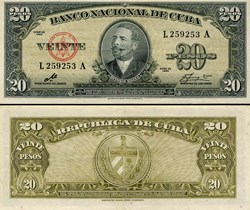CUBA - PICK 080c - 20 PESOS - 1960