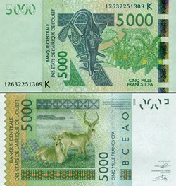 B.C.E.A.O - FRANCS CFA - SÉNÉGAL - LETTRE K - 5000 FRANCS - PICK 717 K j