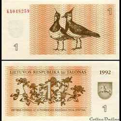 LITUANIE - PICK 39 - 1 TALONAS - 1992