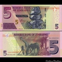 ZIMBABWE - PICK 102a - 5 Dollars - 2019