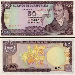 COLOMBIE - PICK 425 a 1 - 50 PESOS DE ORO COLOMBIEN - 1984