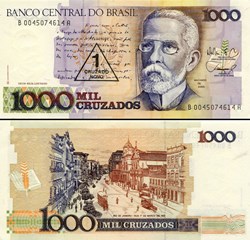 BRÉSIL - PICK 216b - 1 CRUZADO NOVO SUR 1000 CRUZADOS - 1989