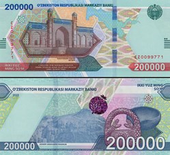 OUZBÉKISTAN - PICK 93a - 200 000 SOM - 2022