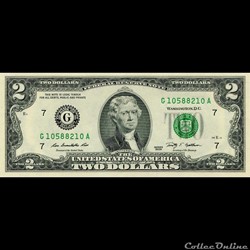 G- Chicago District - 2$ Federal Reserve Notes - Small Size 2009 Series
