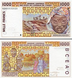 B.C.E.A.O - FRANCS CFA - BÉNIN - LETTRE B - 1000 FRANCS - PICK 211 B m