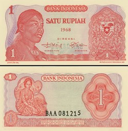 INDONÉSIE - PICK 102a - 1 ROUPIE - 1968