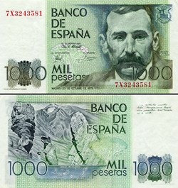ESPAGNE - PICK 158 a 1 - 1000 PESETAS - 1979