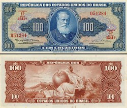 BRÉSIL - PICK 170c - 100 CRUZEIROS - 1964