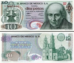 MEXIQUE - PICK 063i2 - 10 PESOS - 1977