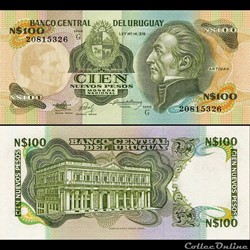 URUGUAY - PICK 062 c 1 - 100 NUEVOS PESOS - 1987
