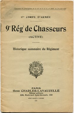 HISTORIQUE DU 9 ° RÉGIMENT DE CHASSEURS Á CHEVAL