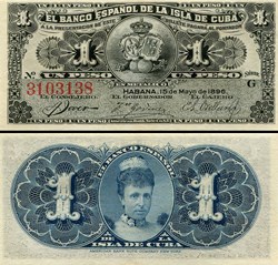 CUBA - PICK 047a - 1 PESO - 1896