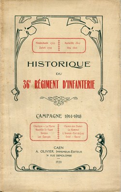 HISTORIQUE DU 36 ° RÉGIMENT D'INFANTERIE
